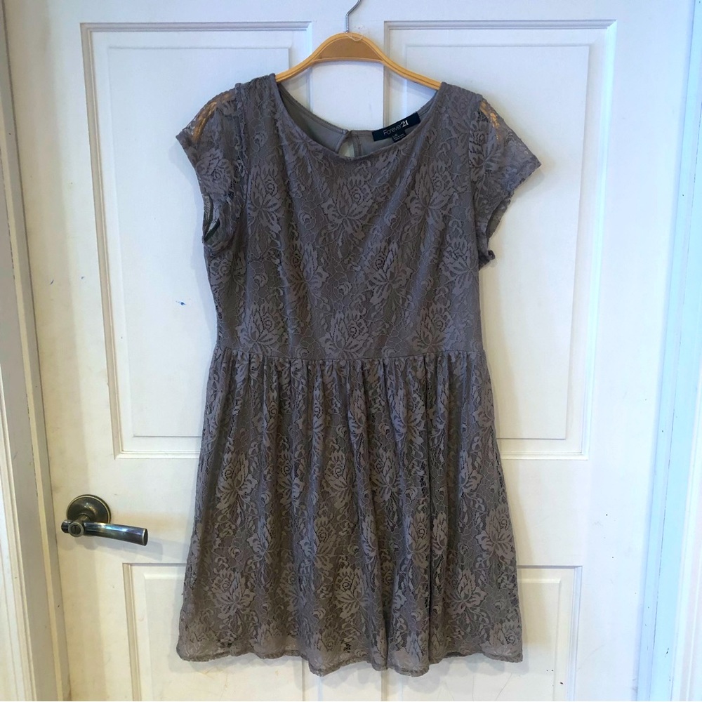 Grey lace babydoll dress forever 21